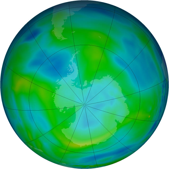 Antarctic ozone map for 07 June 1993